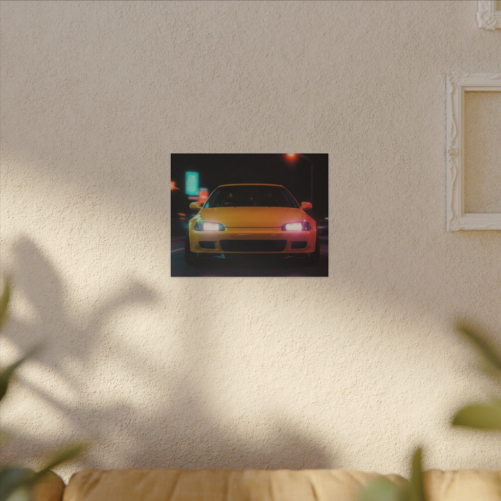 Neon Night JDM Yellow Coupe Street Matte Canvas