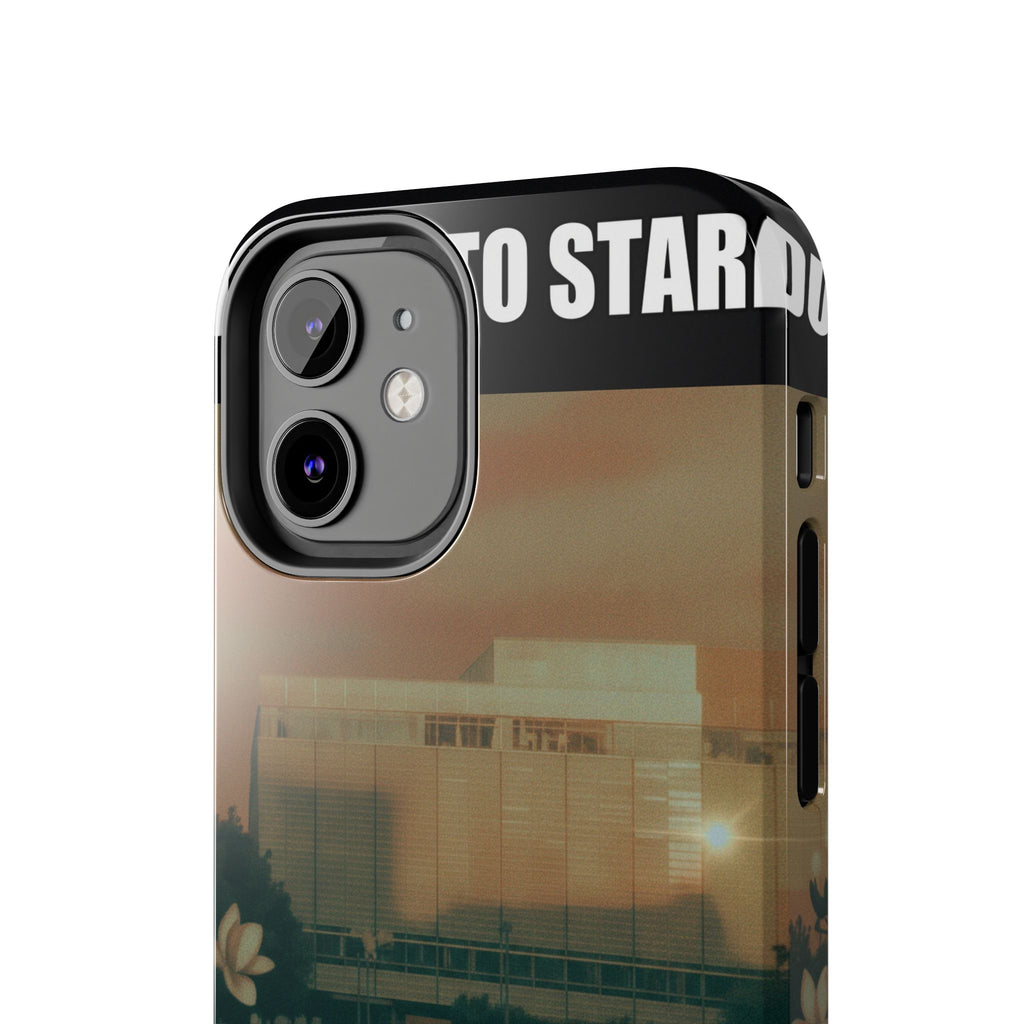 Dusk Brutalist Building and Daisies Photo Phone Case