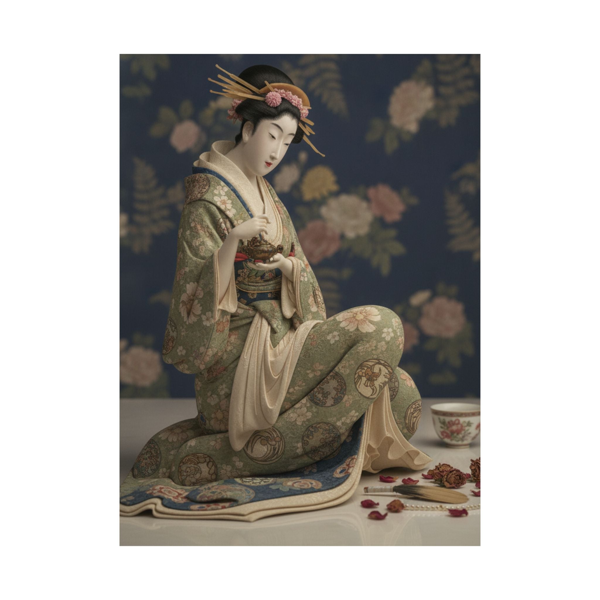 Product Marketing — Konosato Of Takeya Seated, Holding An Incense Burner — Matte Poster