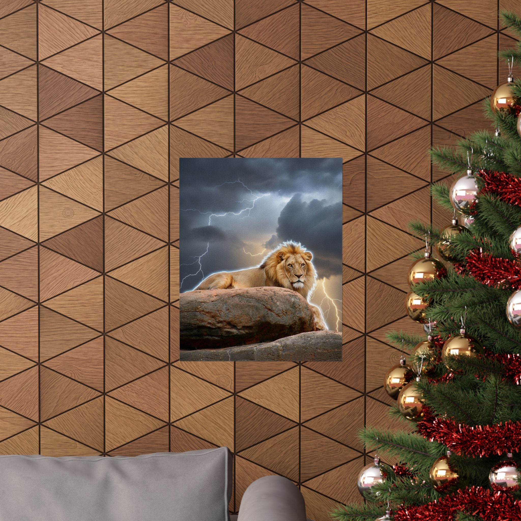 Dramatic Storm — Lion — Matte Poster