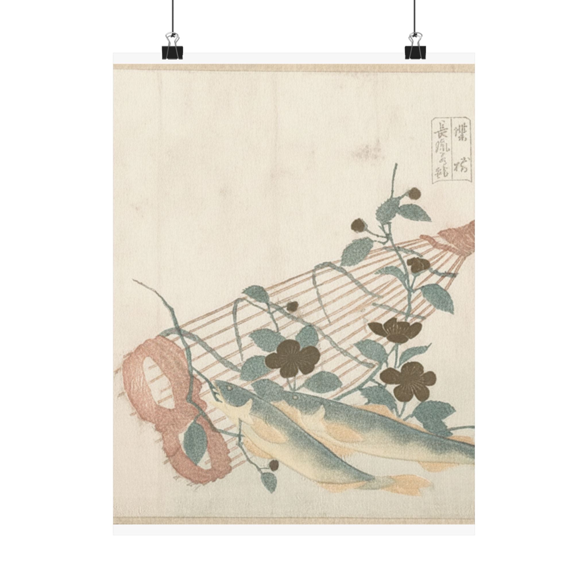 Botanical — Sweet Fishes Of The Nagara River, With Baskets And Flowers — Matte Poster