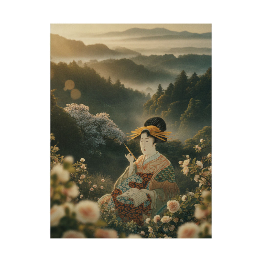 Scenic Nature — Courtesan With Book And Hair-Pin — Matte Poster