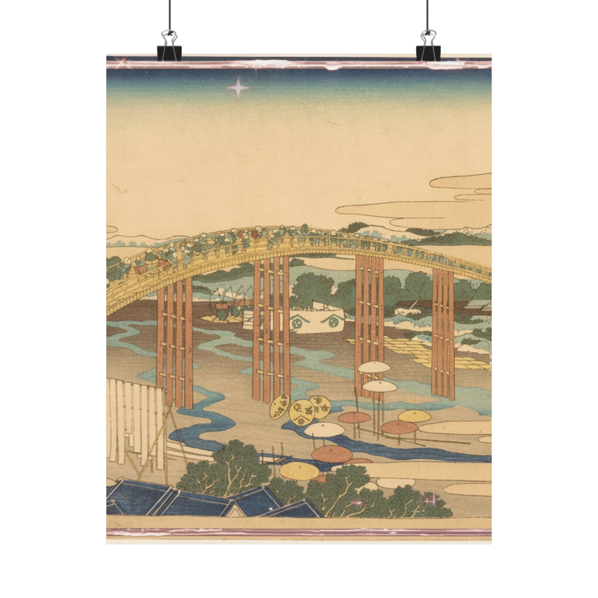 Scenic Nature — Yahagi Bridge At Okazaki On The Tōkaidō (Tōkaidō Okazaki Yahagi No Hashi), From  — Matte Poster
