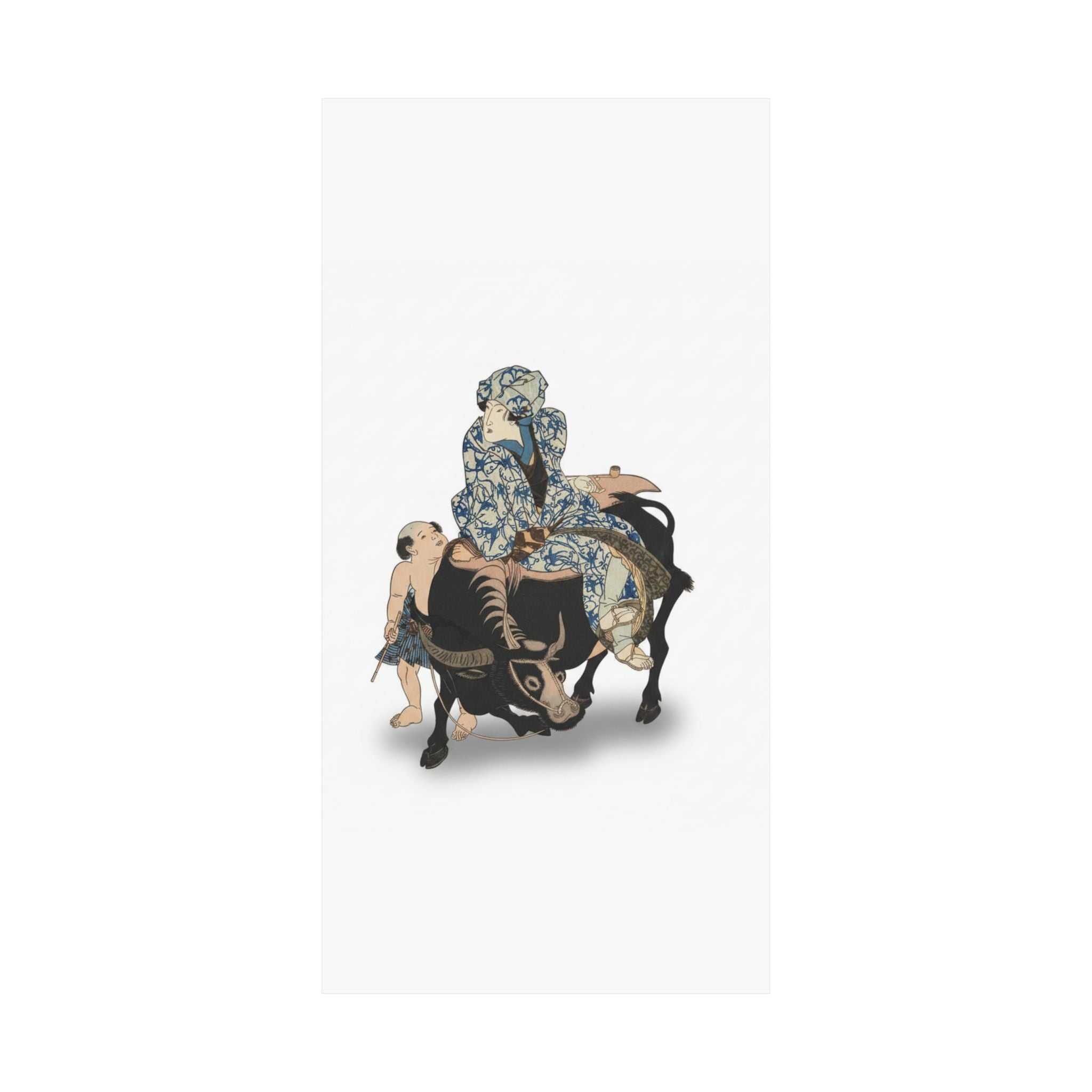 Ecommerce Main — Roshungi (Chinese, Lu Zhunyi) As A Woman With A Pipe Riding On A Buffalo — Matte Poster