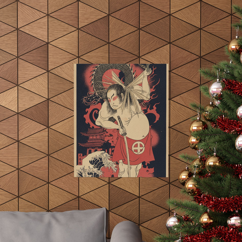 Japanese Street — The Third Otani Hiroji As A Man Clothed Only With A Red Apron — Matte Poster