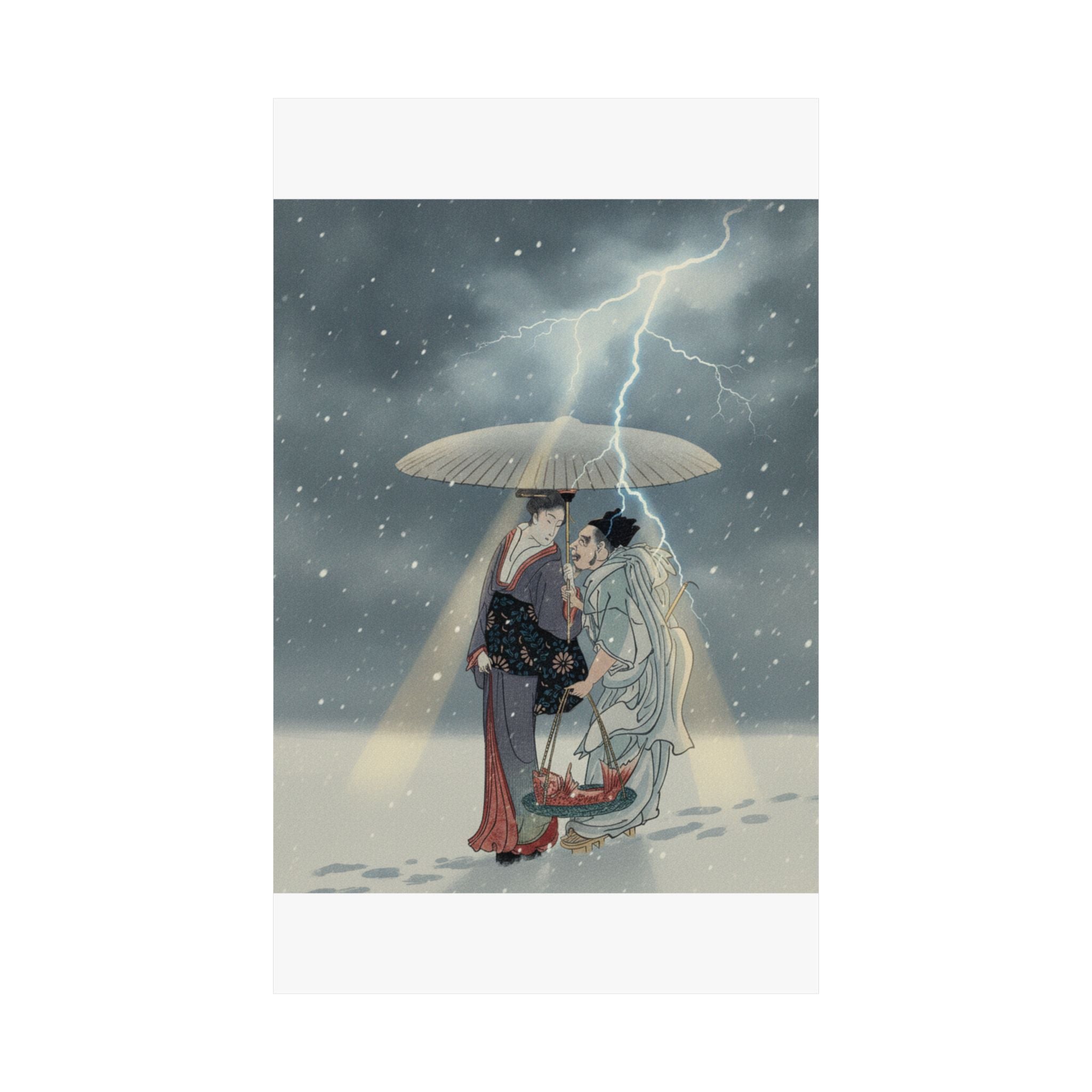 Dramatic Storm — Ebisu And Benten Walking In The Snow — Matte Poster