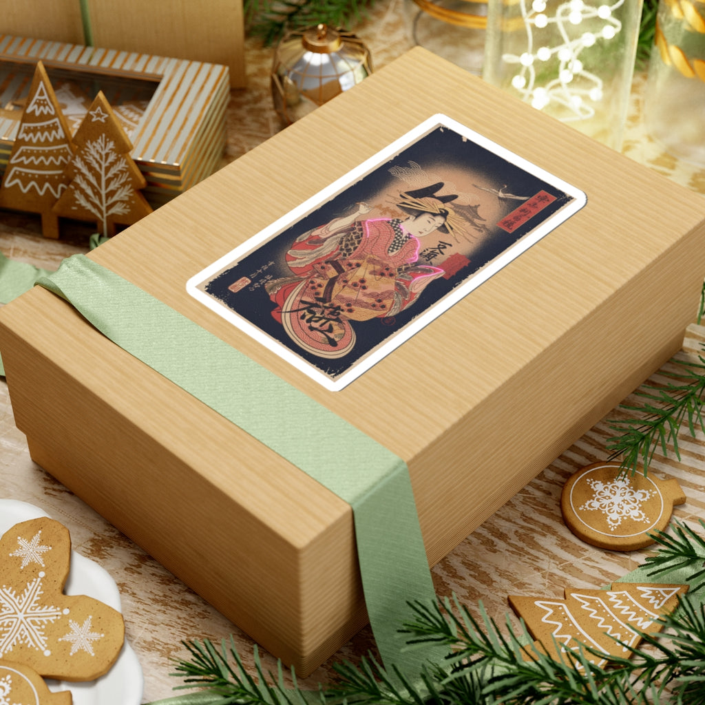 Japanese Street — Courtesan With Branch Of Seri — Kiss-Cut Sticker