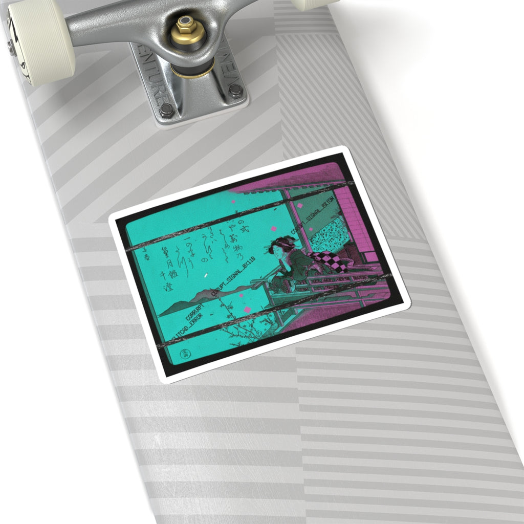 Glitch Culture — Courtesan Leaning On The Railing Of A Veranda — Kiss-Cut Sticker