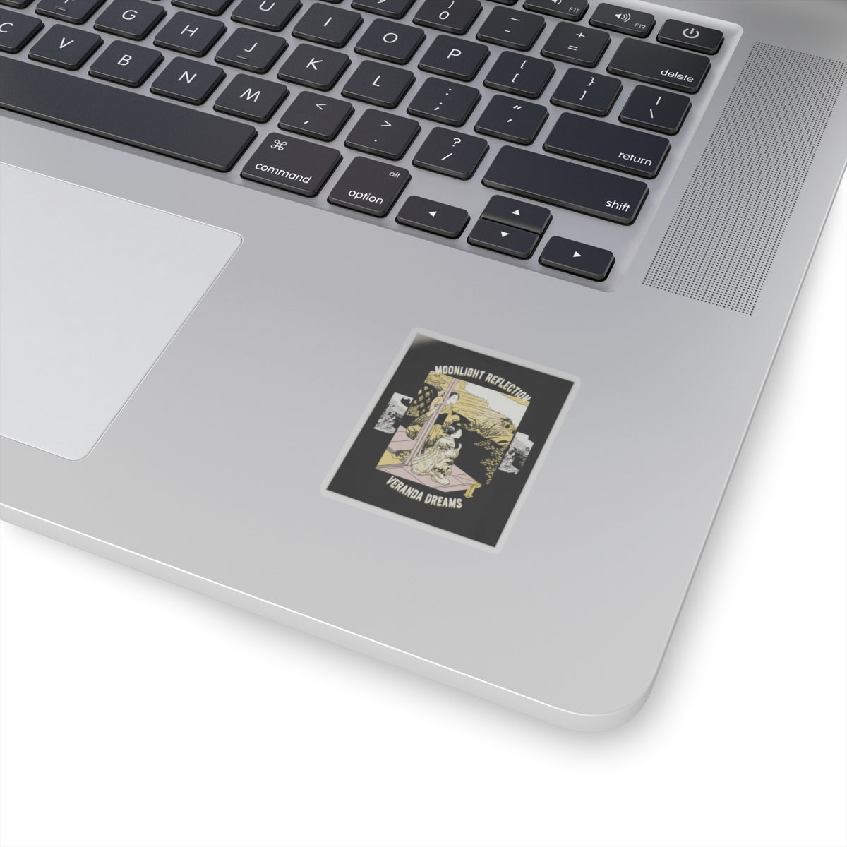Streetwear Collage — Two Girls On A Veranda Beside A Stream With The Moon — Kiss-Cut Sticker