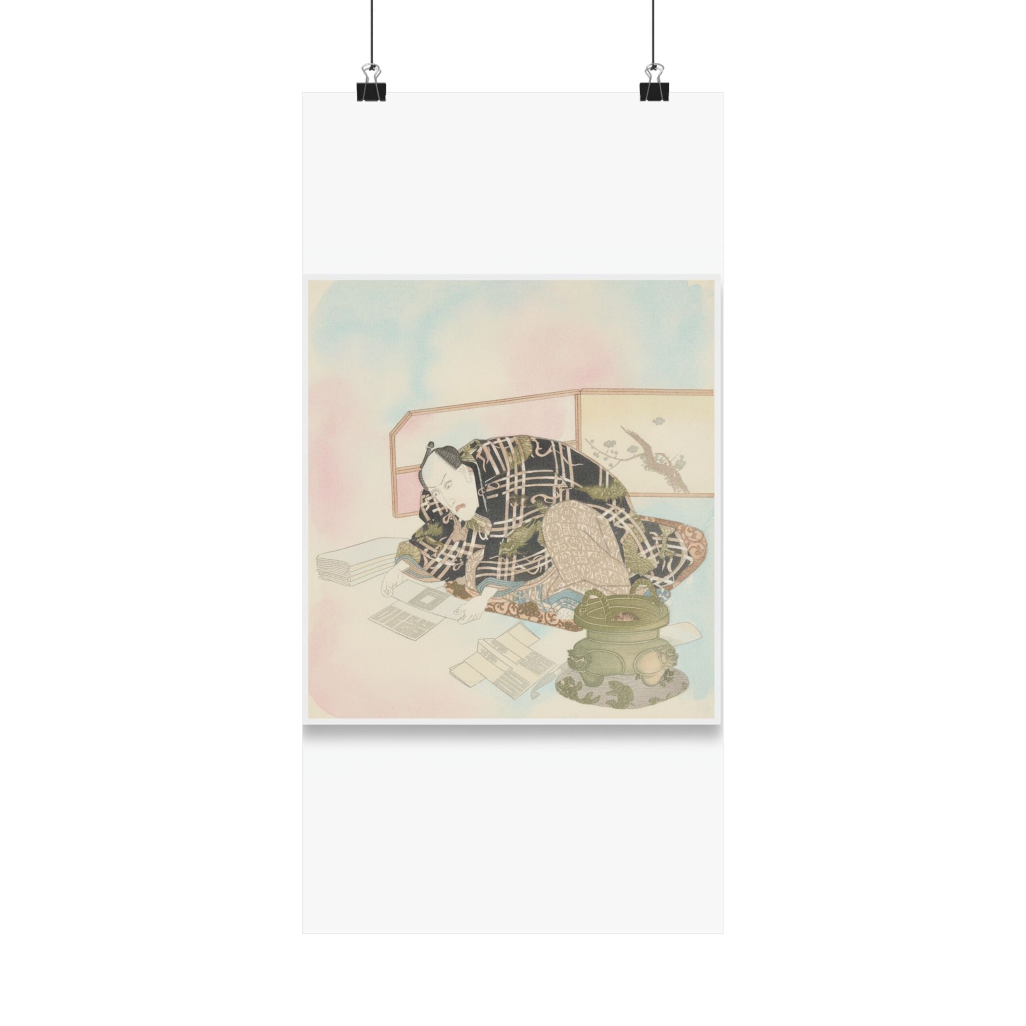 Watercolor — Ichikawa Danjūrō Vii Preparing New Year'S Gifts — Matte Poster