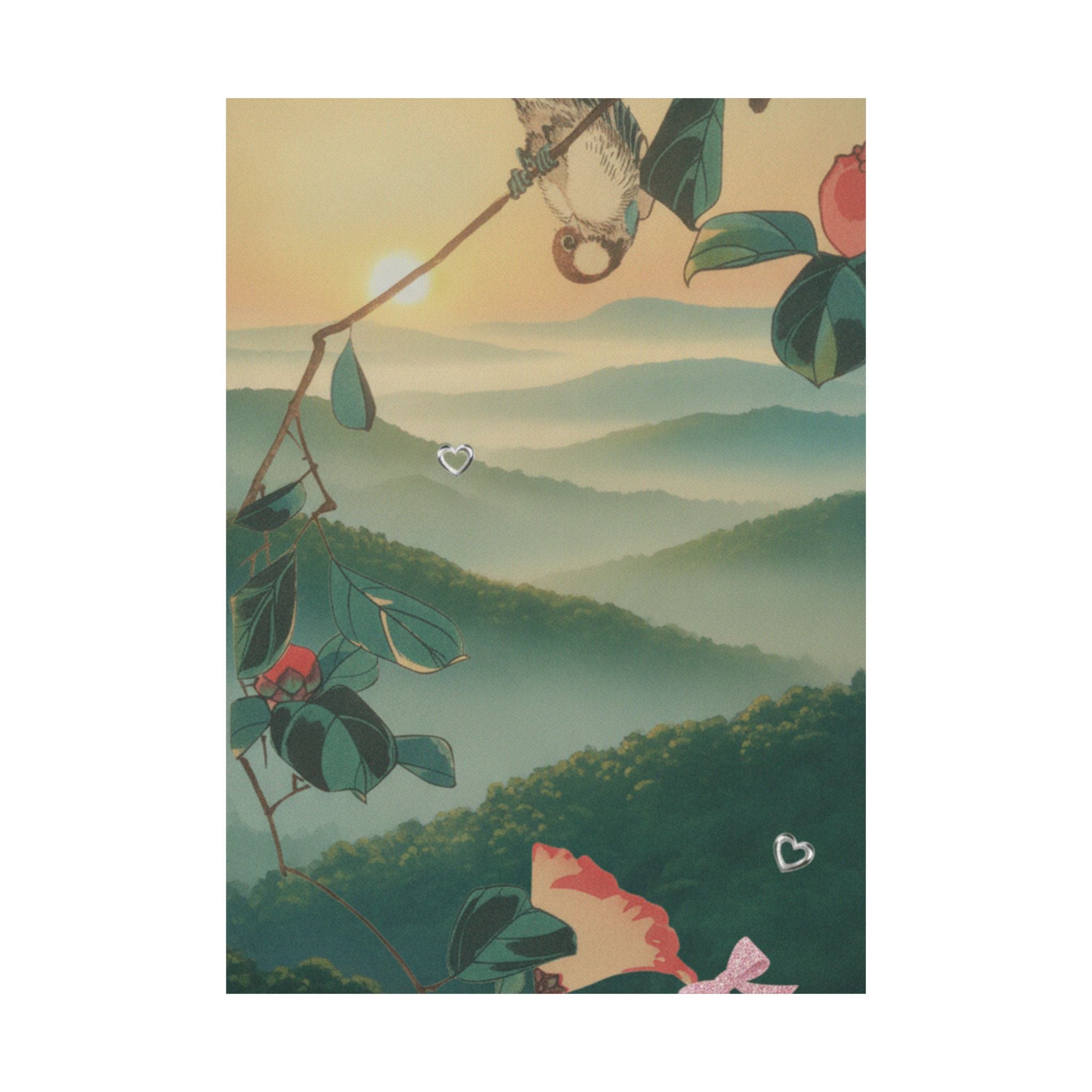 Scenic Nature — Camellia And Bullfinch — Matte Poster