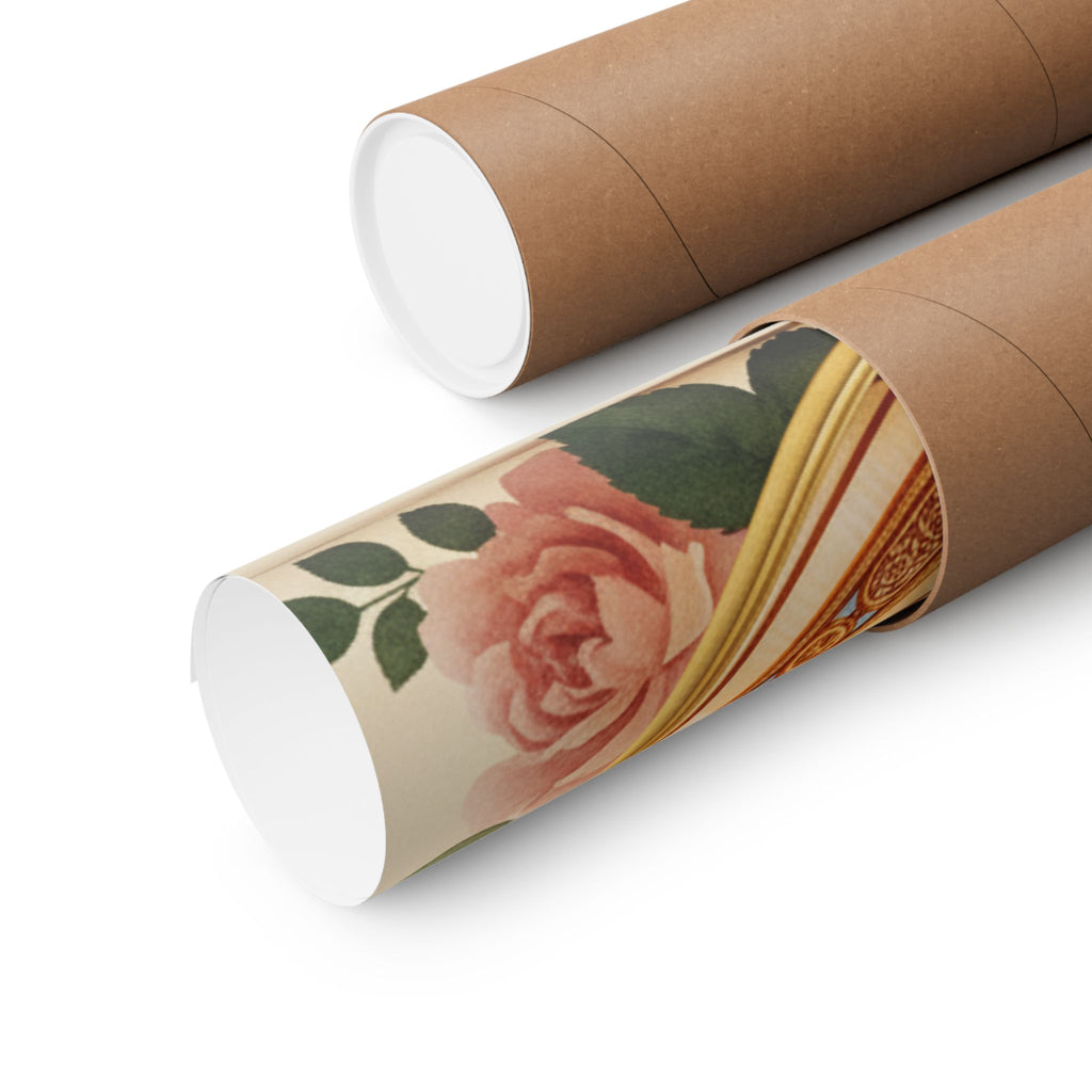 Gilded Moroccan Medallion and Pink Roses Art Poster