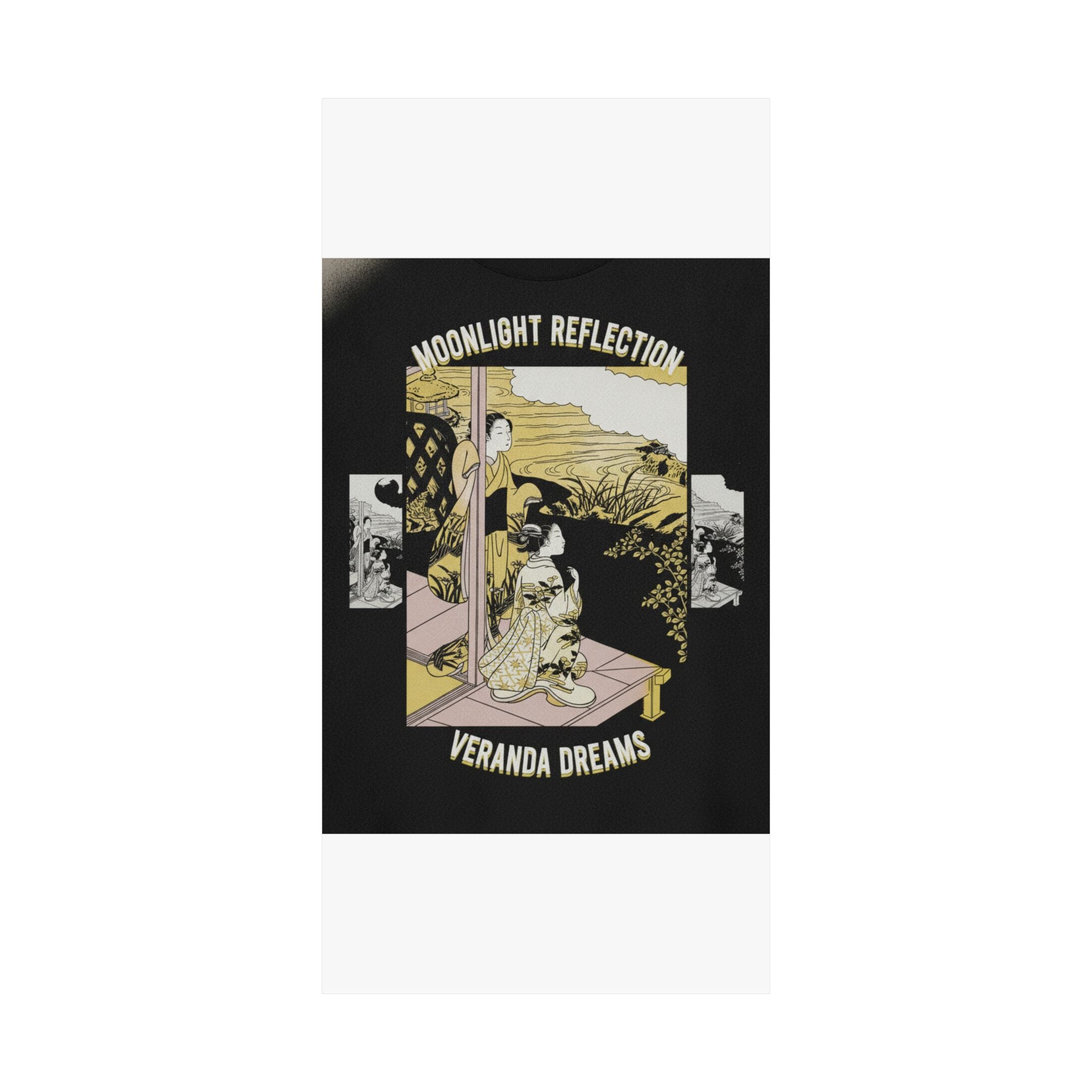 Streetwear Collage — Two Girls On A Veranda Beside A Stream With The Moon — Matte Poster