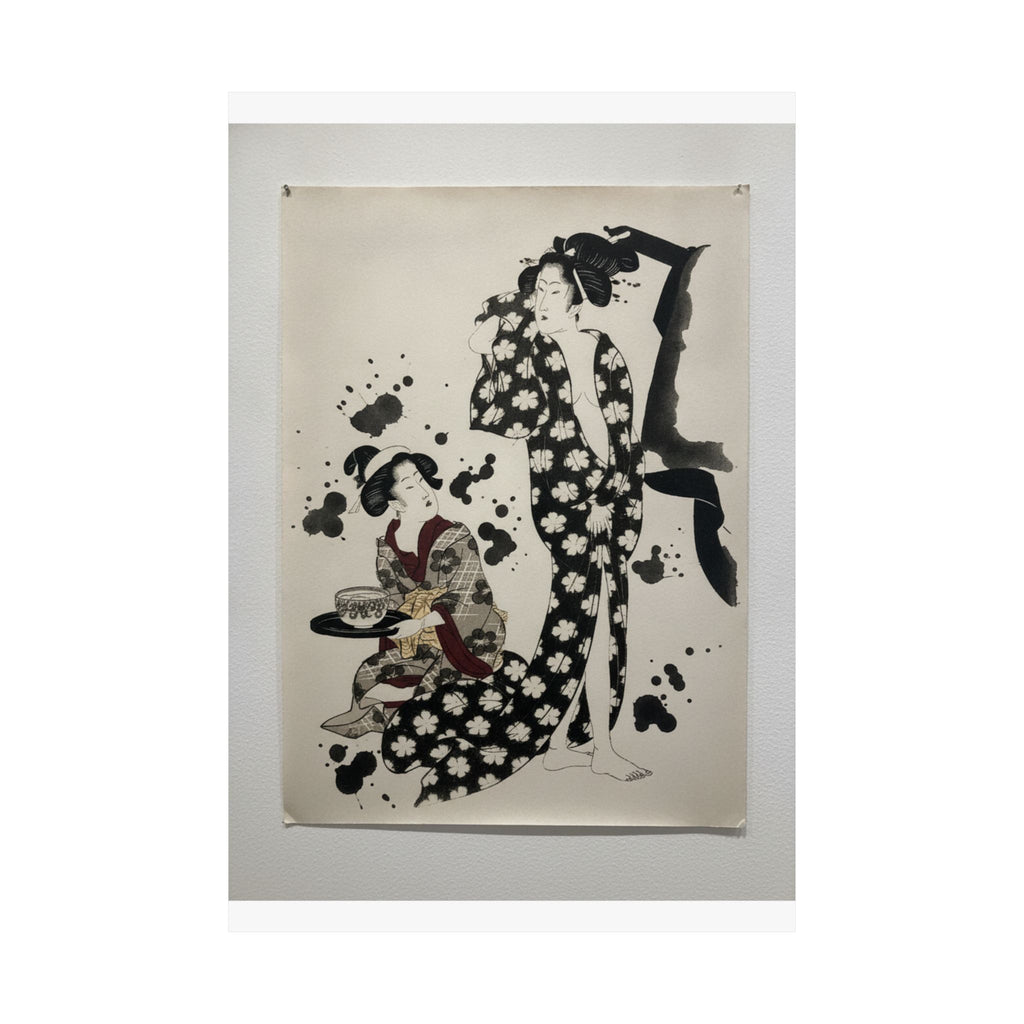 Watercolor — Young Woman Making Her Toilet — Matte Poster