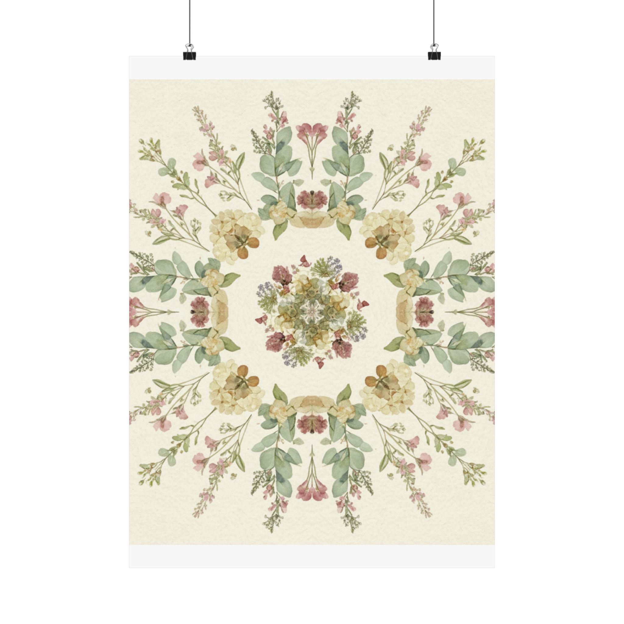 Pressed Wildflower Symmetry Cottagecore Botanical Poster