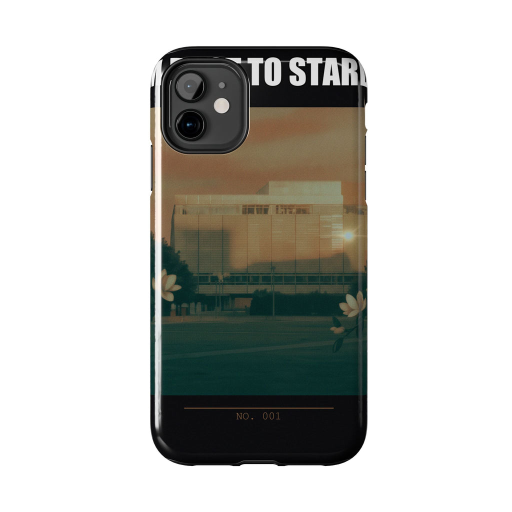 Dusk Brutalist Building and Daisies Photo Phone Case