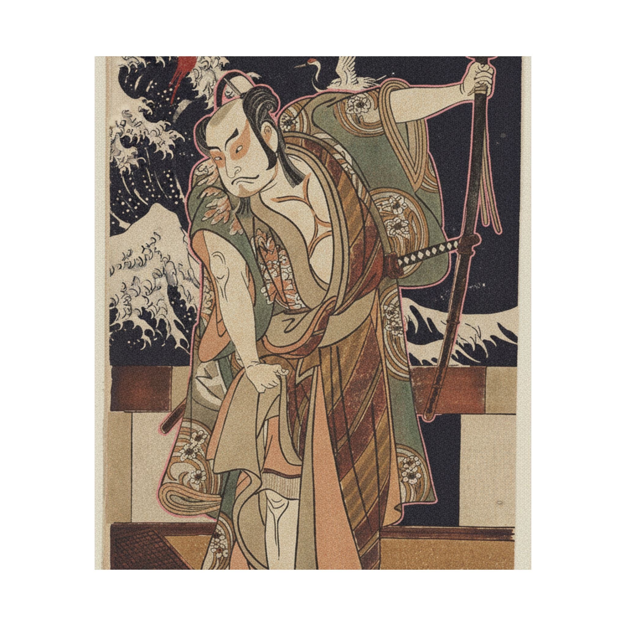 Japanese Street — The Third Otani Hiroji As A Samurai Of High Rank Standing In A Room — Matte Poster