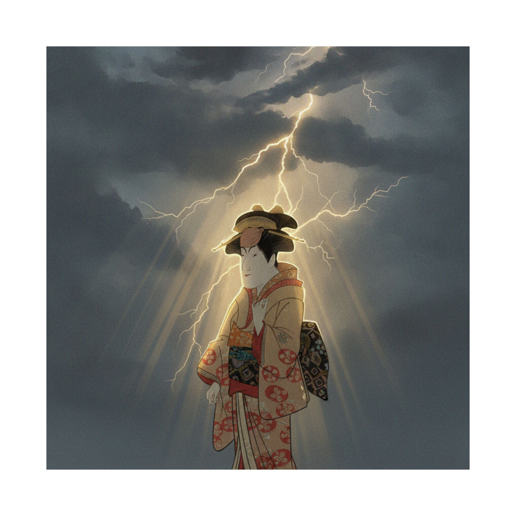Dramatic Storm — Nakayama Tomisaburō As Miyagino In The Play "Katakiuchi Noriyaibanashi" — Matte Poster