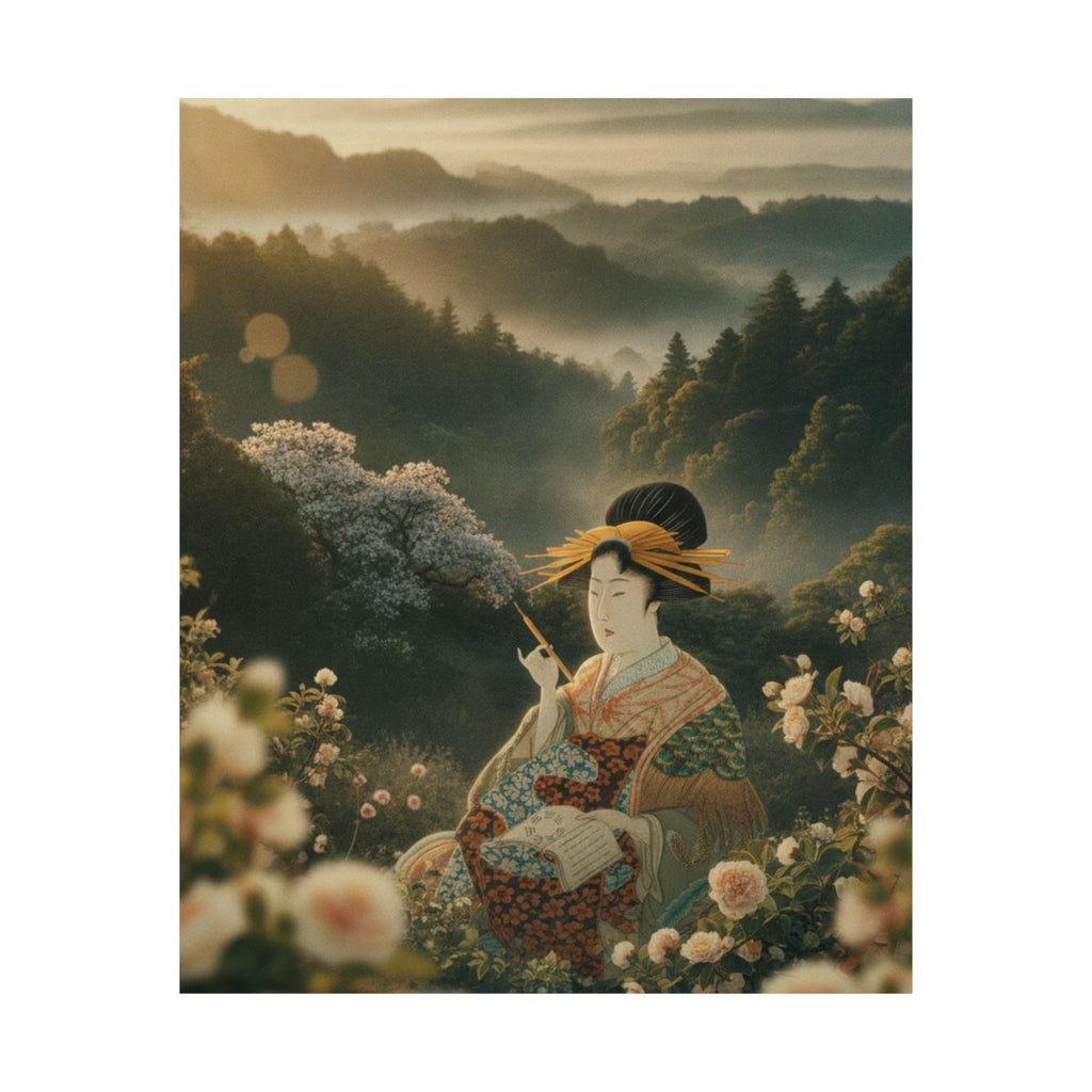 Scenic Nature — Courtesan With Book And Hair-Pin — Matte Poster