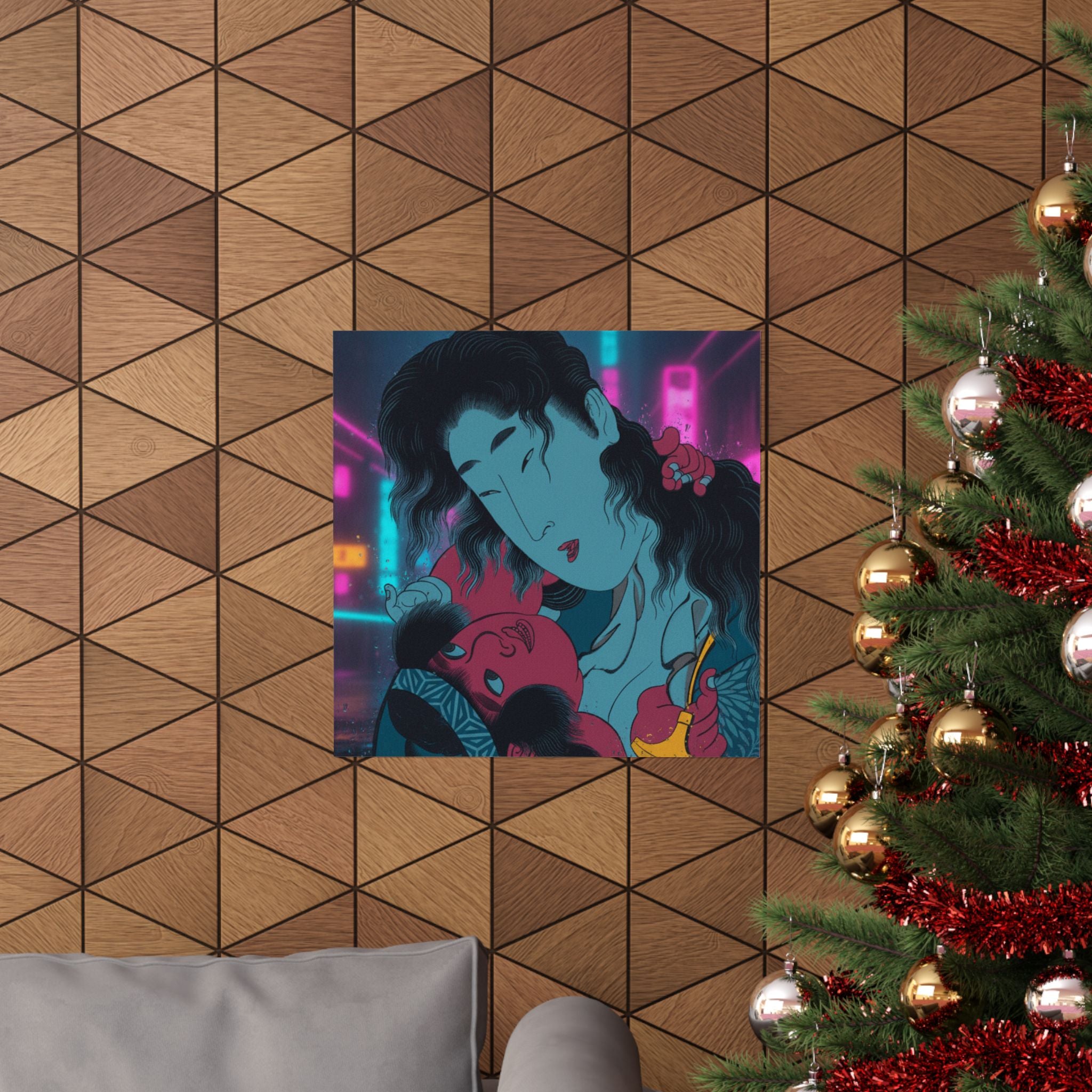 Neon Noir — Yamauba Playing With Kintarō — Matte Poster