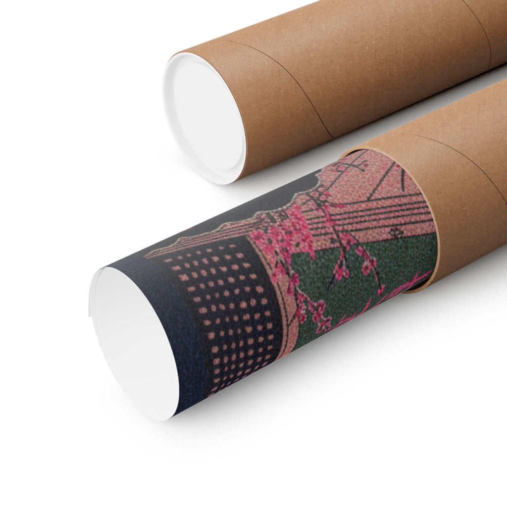 Japanese Street — Samurai Admiring Pine-Tree And Plum Blossoms — Matte Poster