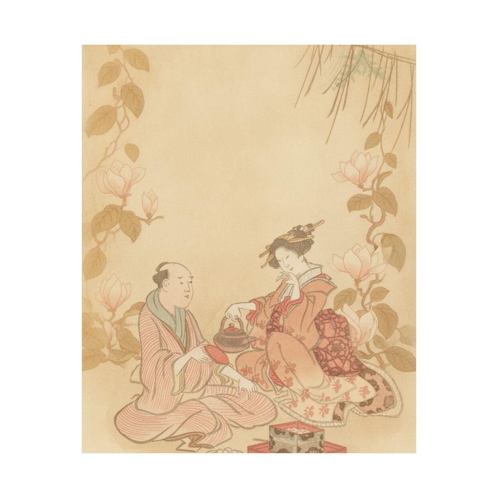 Southern Sunset — Woman Entertaining Her Guest With New Year Wine — Matte Poster