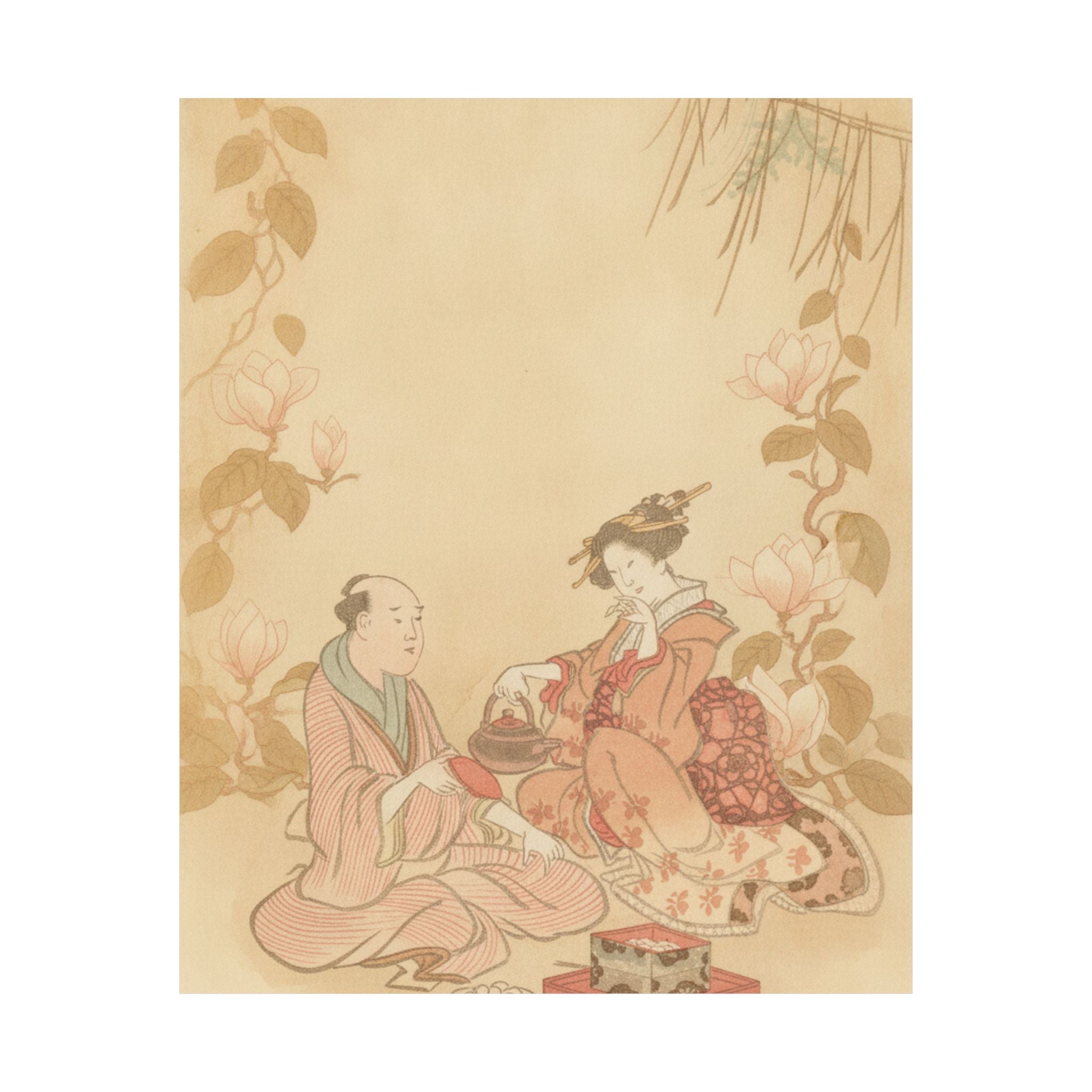 Southern Sunset — Woman Entertaining Her Guest With New Year Wine — Matte Poster