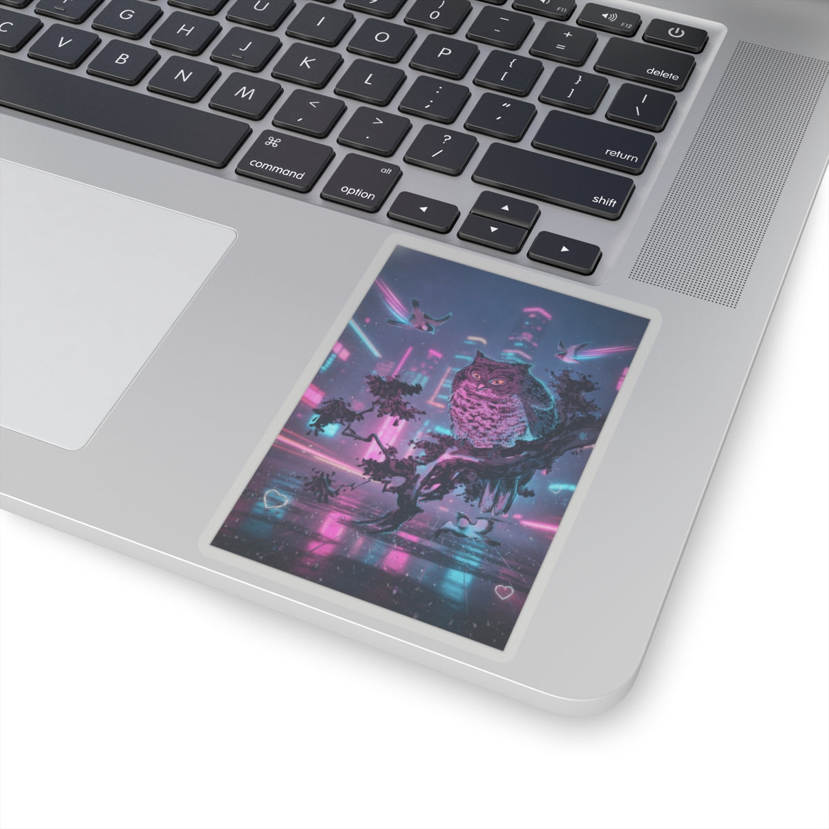Neon Noir — Owl And Two Swallows — Kiss-Cut Sticker