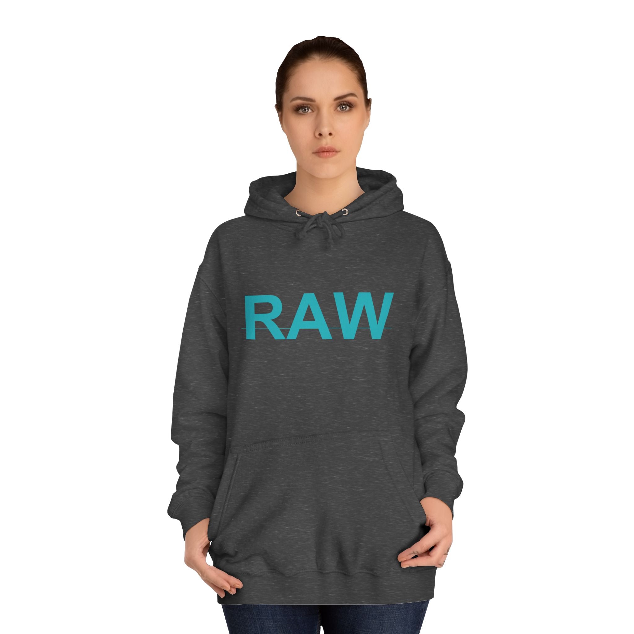 RAW Teal Capital Letter Minimalist Statement Hoodie