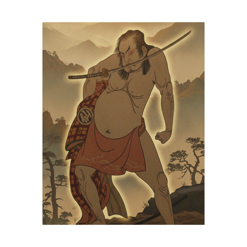Scenic Nature — The Second Nakamura Sukegoro As A Man Entirely Nude Save For Loin Cloth — Matte Poster