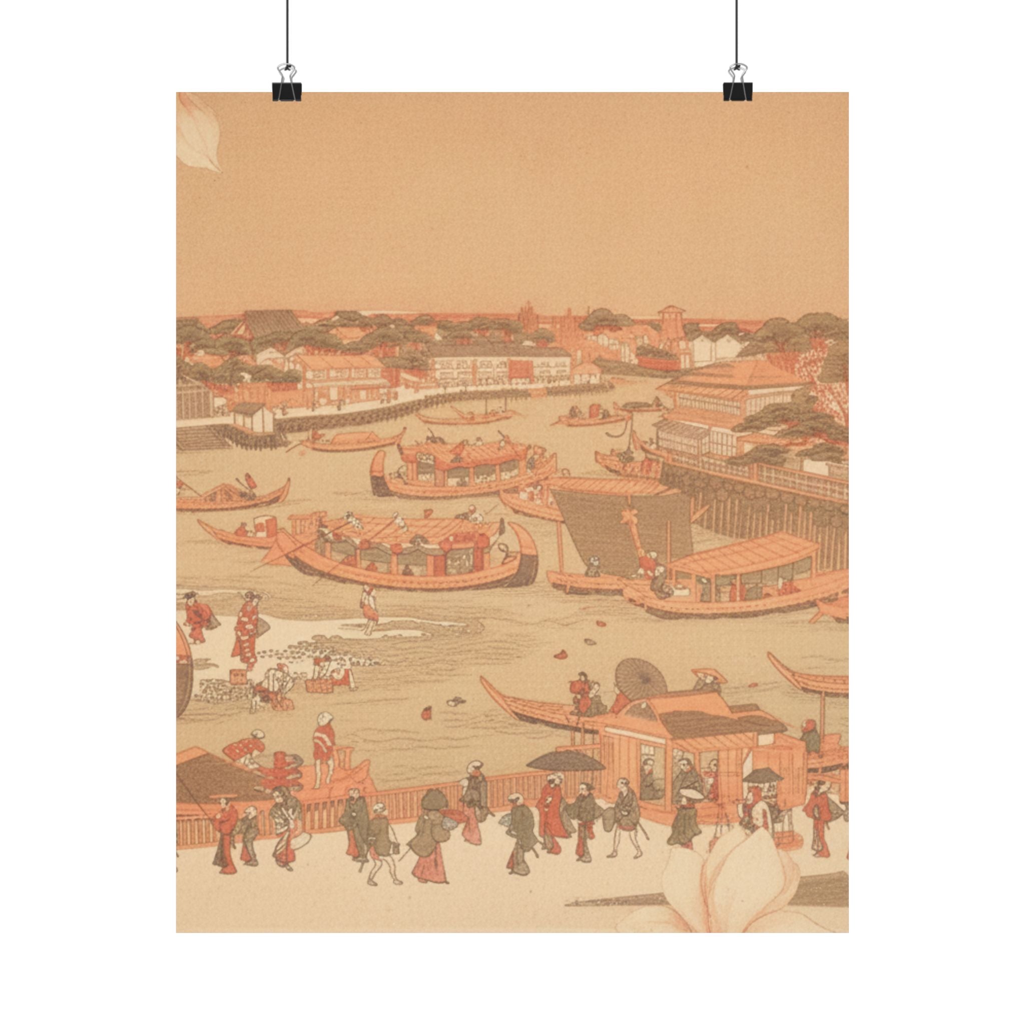 Southern Sunset — New Great Bridge At Naka Zu In Edo — Matte Poster