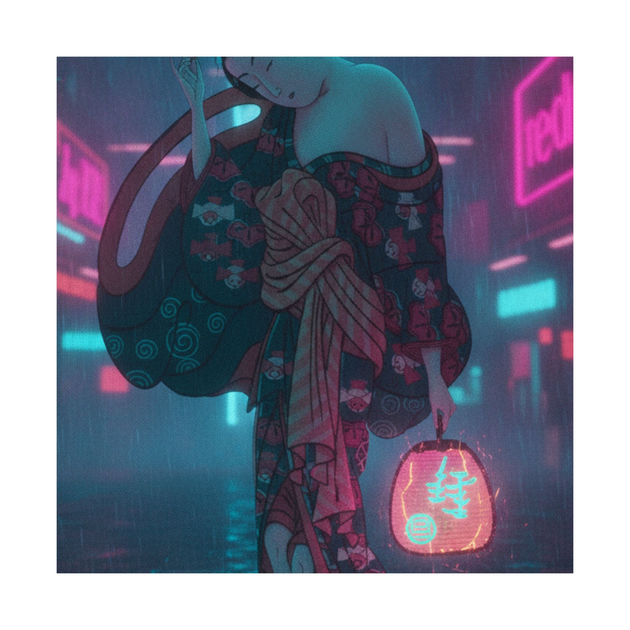 Neon Noir — Summer Willow In The Breeze — Matte Poster