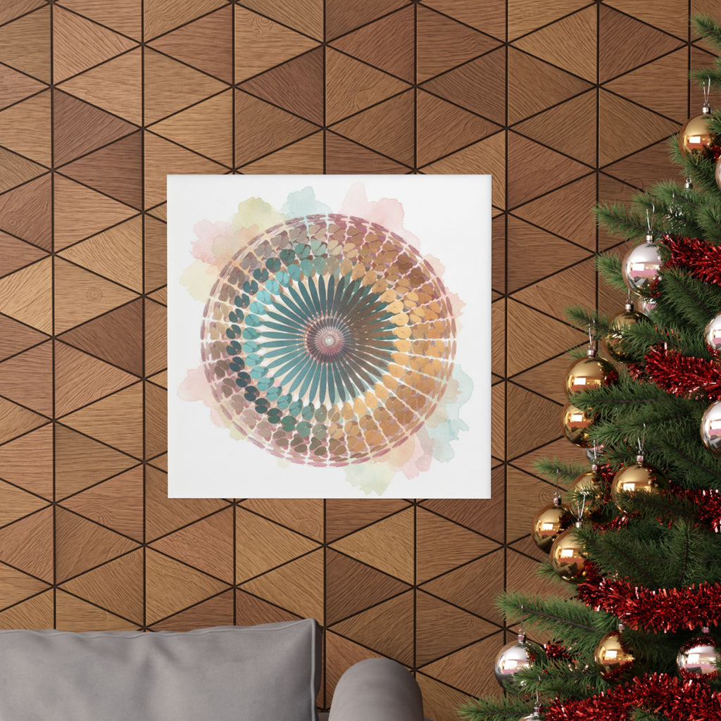 Terracotta and Teal Watercolour Spiral Mandala Poster