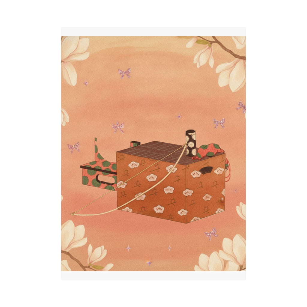 Southern Sunset — Box For Sugoroku Game (A Kind Of Backgammon), Bow And Drum — Matte Poster