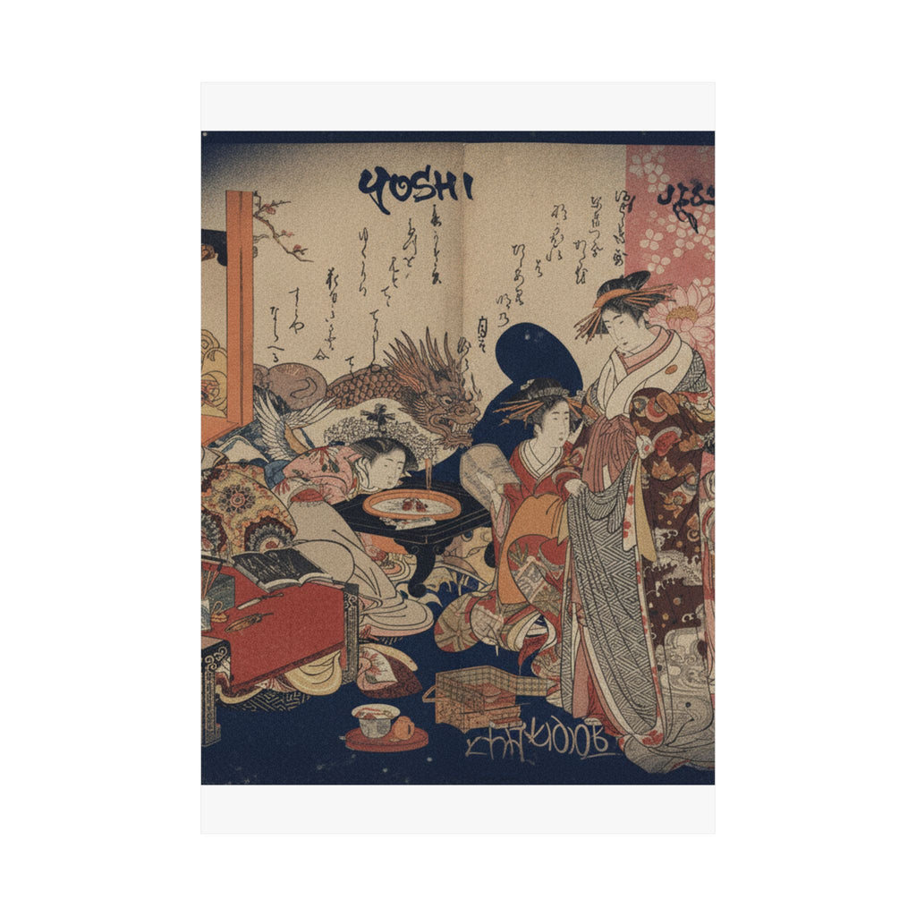 Japanese Street — A New Record Comparing The Handwriting Of The Courtesans Of The Yoshiwara (Yoshi — Matte Poster