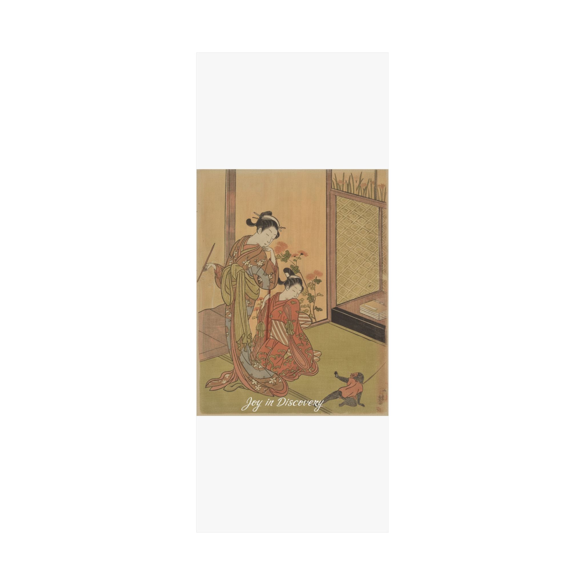 Affirmation — Two Girls Looking At A Monkey On A Leash — Matte Poster