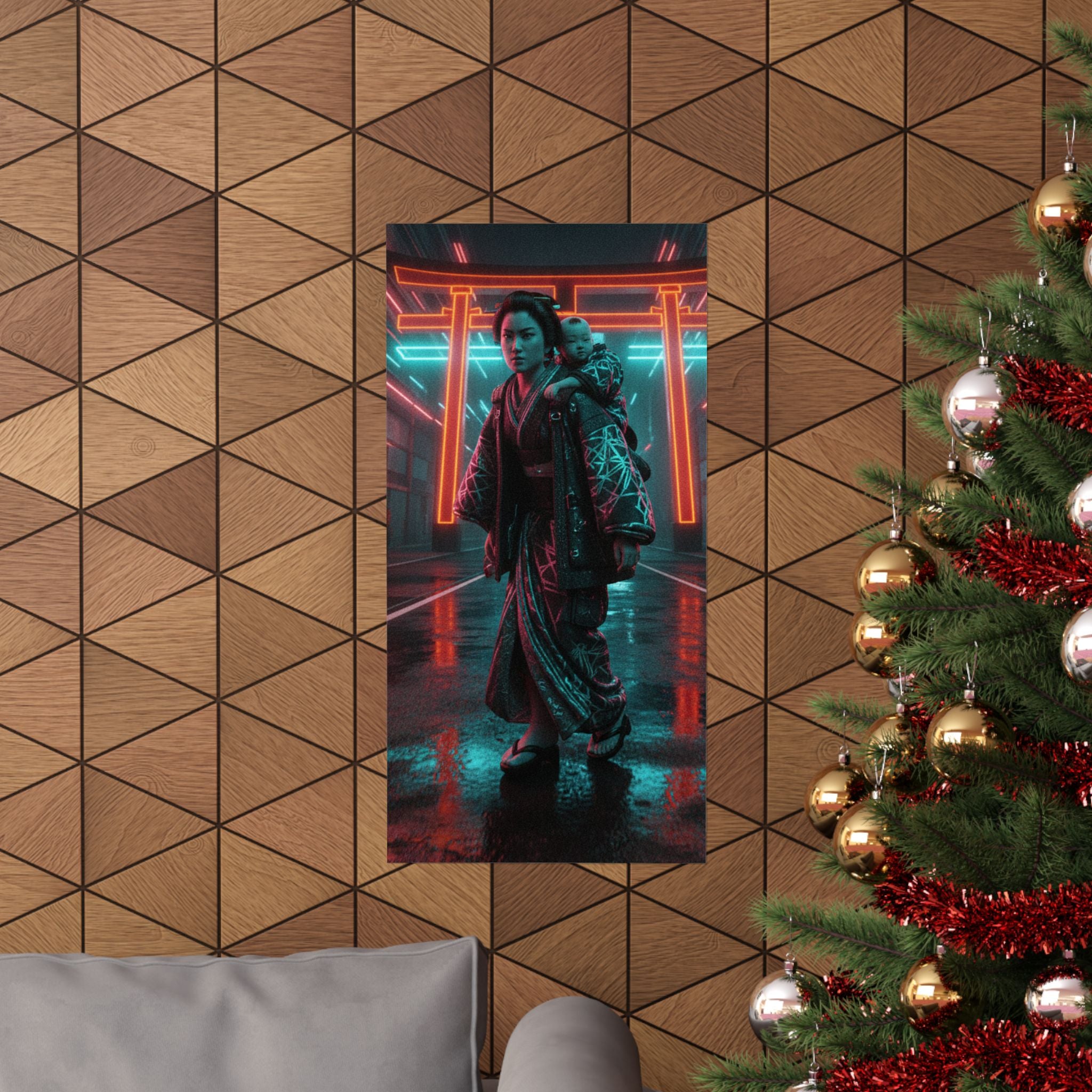 Fast Furious — A Woman Carrying A Child On Her Back Near The Entrance To A Temple — Matte Poster