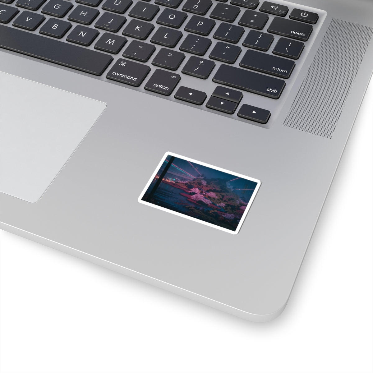 Neon Noir — Tenpōzan At The Mouth Of The Aji River In Settsu Province (Sesshū Ajikawaguchi T — Kiss-Cut Sticker