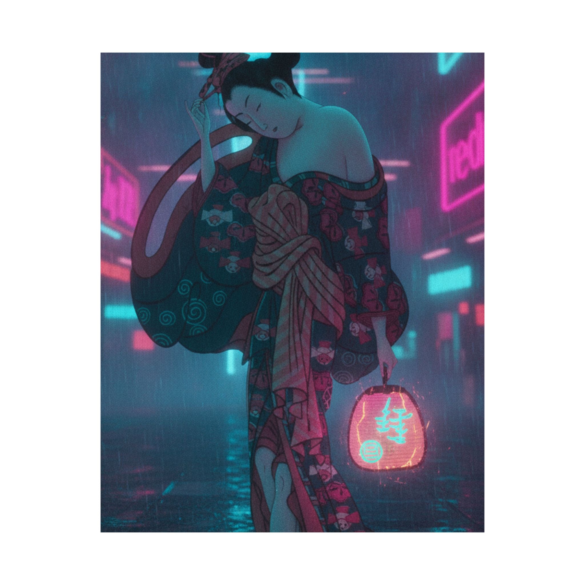 Neon Noir — Summer Willow In The Breeze — Matte Poster