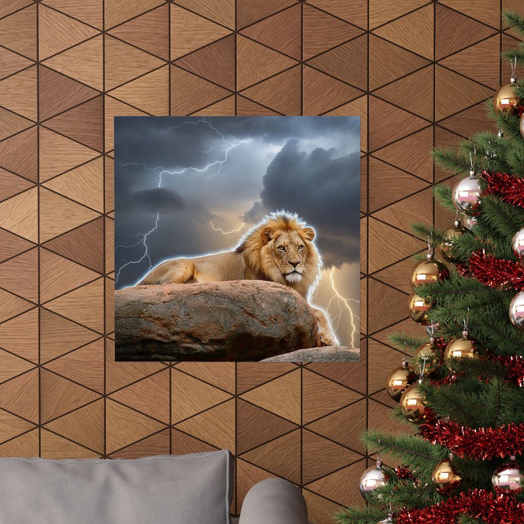 Dramatic Storm — Lion — Matte Poster