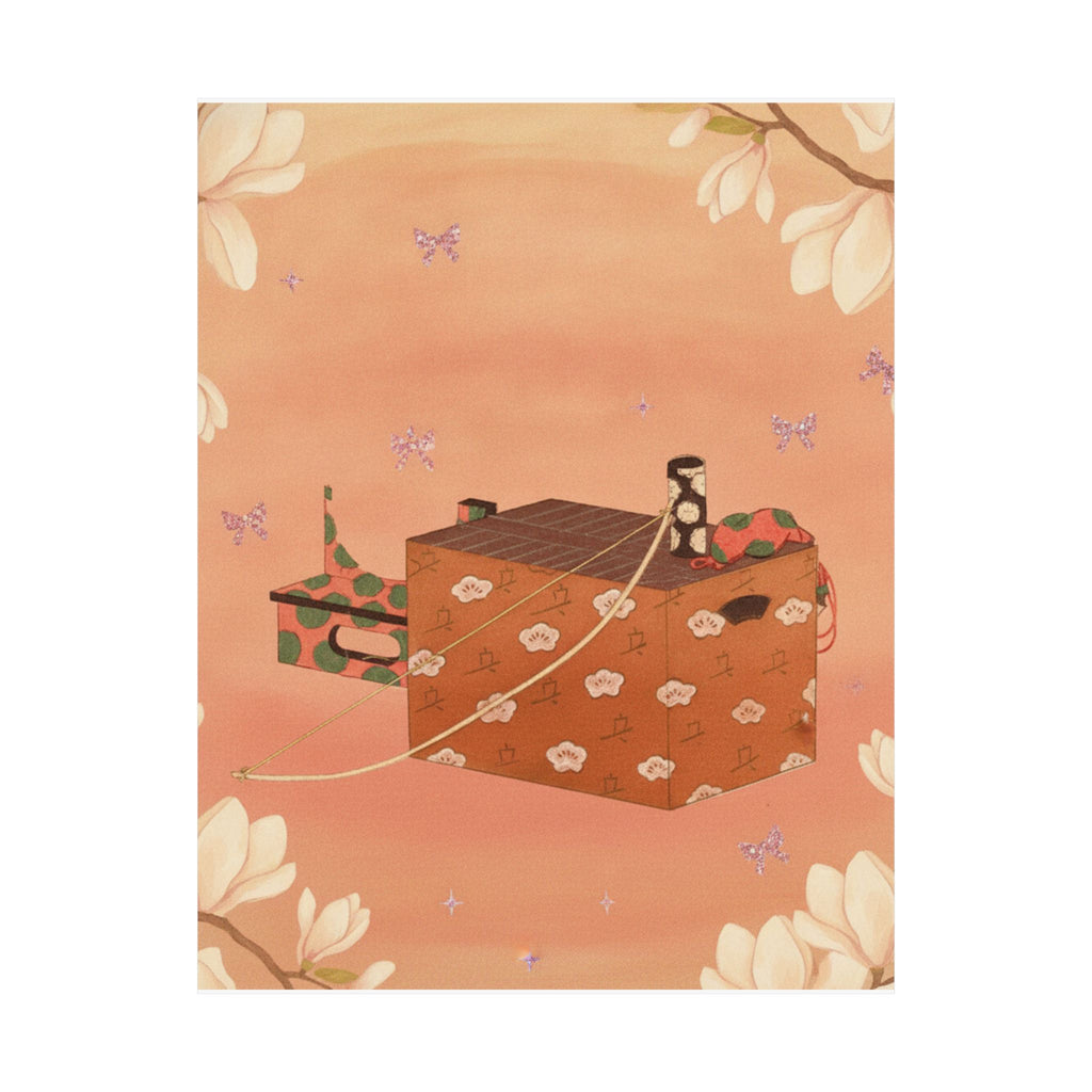Southern Sunset — Box For Sugoroku Game (A Kind Of Backgammon), Bow And Drum — Matte Poster