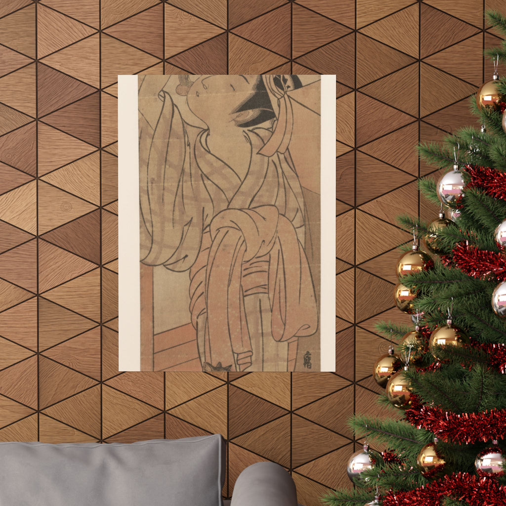 Ecommerce Main — Young Lady Toying With The Tassel Of Her Bed–Net While A Cat Plays At Her Feet — Matte Poster