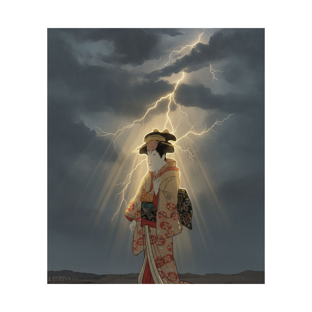 Dramatic Storm — Nakayama Tomisaburō As Miyagino In The Play "Katakiuchi Noriyaibanashi" — Matte Poster