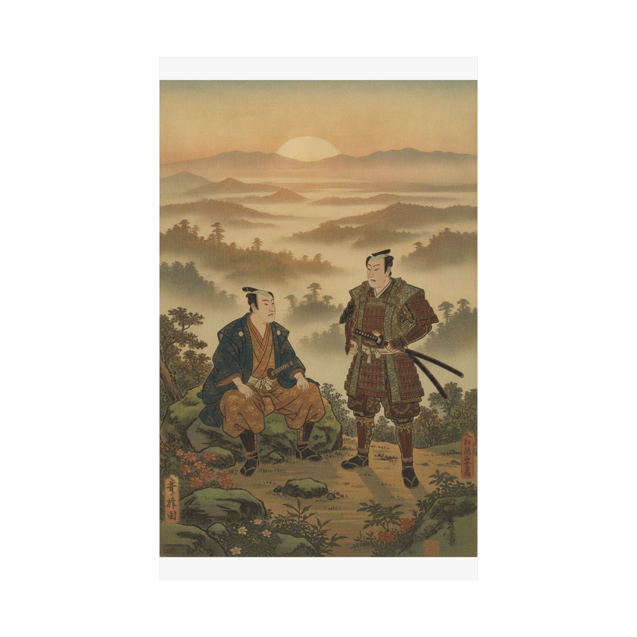 Scenic Nature — A Daimyo Talking To One Of His Retainers — Matte Poster