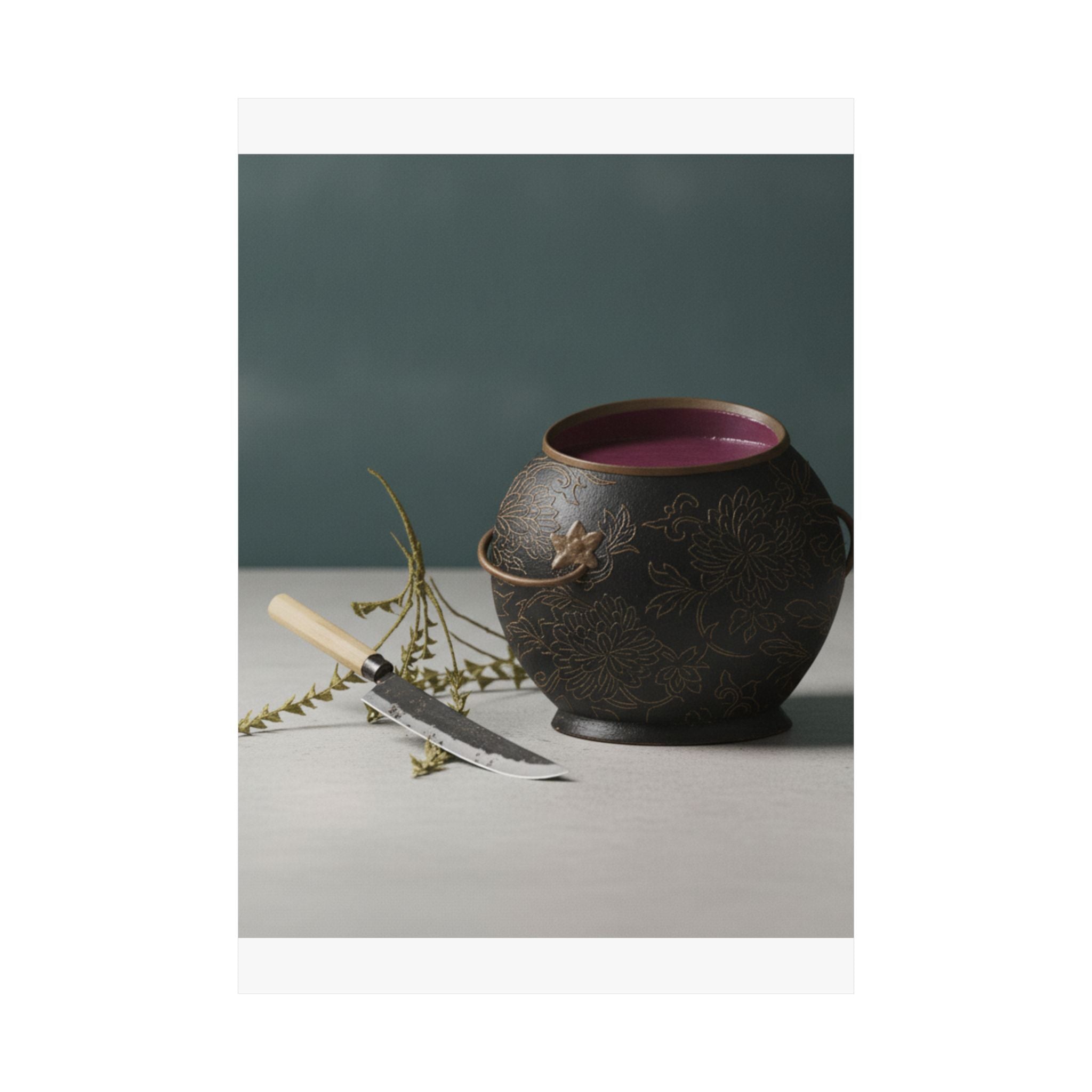 Product Marketing — Vase And Kitchen Knife — Matte Poster