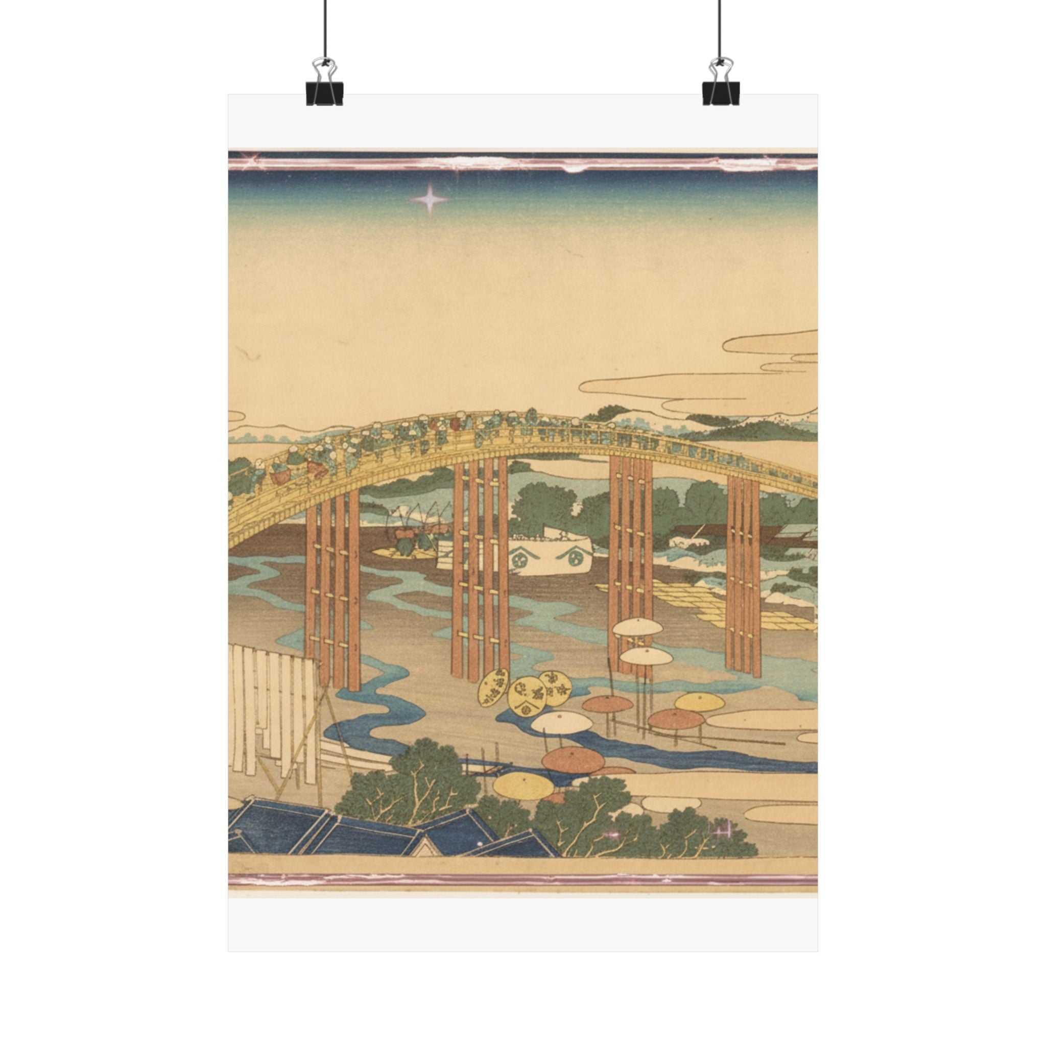Scenic Nature — Yahagi Bridge At Okazaki On The Tōkaidō (Tōkaidō Okazaki Yahagi No Hashi), From  — Matte Poster