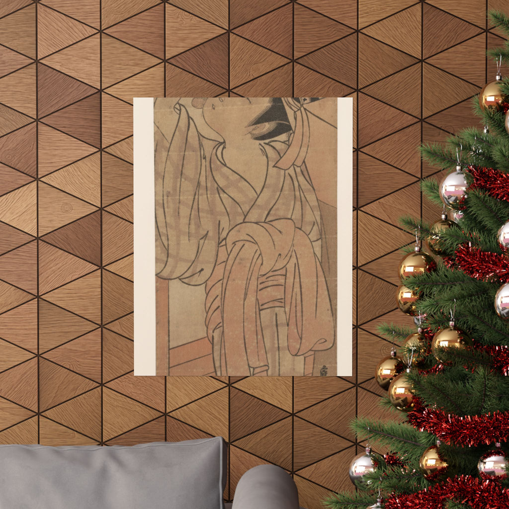 Ecommerce Main — Young Lady Toying With The Tassel Of Her Bed–Net While A Cat Plays At Her Feet — Matte Poster