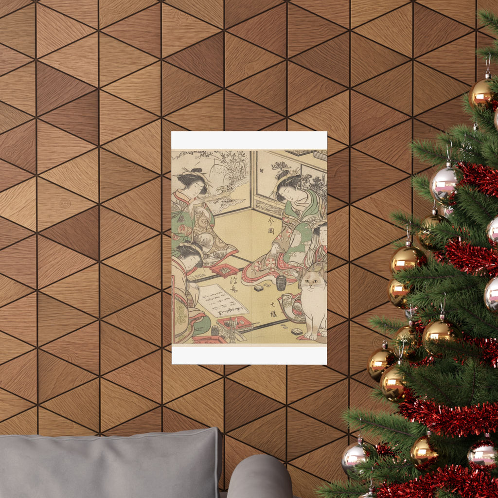 Botanical — Four Oiran Of The House Called Kadokana-Ya Playing The Game Of Ko-Awase (Incense — Matte Poster