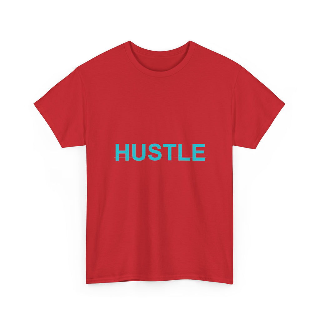 HUSTLE Bold Cyan Wordmark Minimal Graphic Tee
