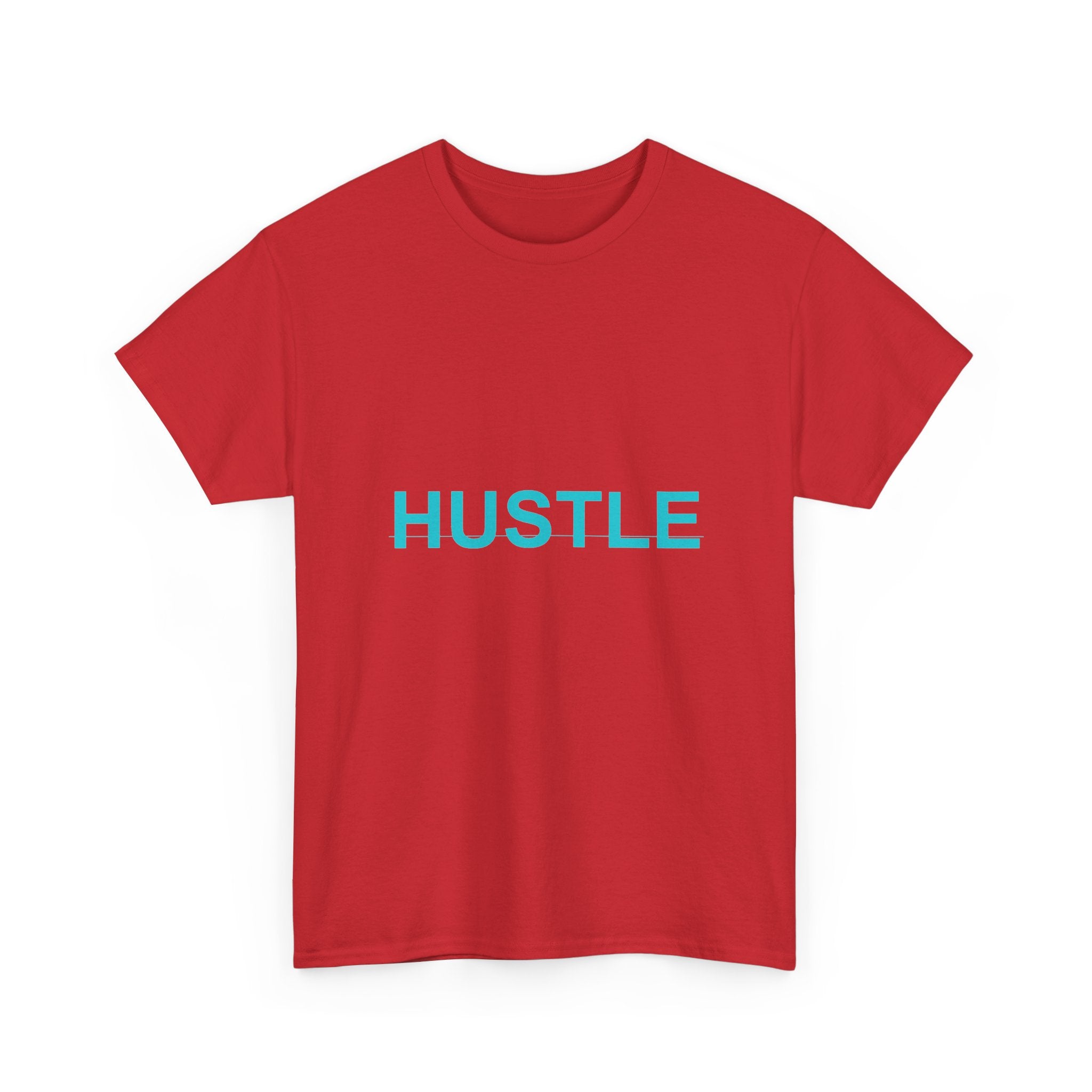 HUSTLE Bold Cyan Wordmark Minimal Graphic Tee